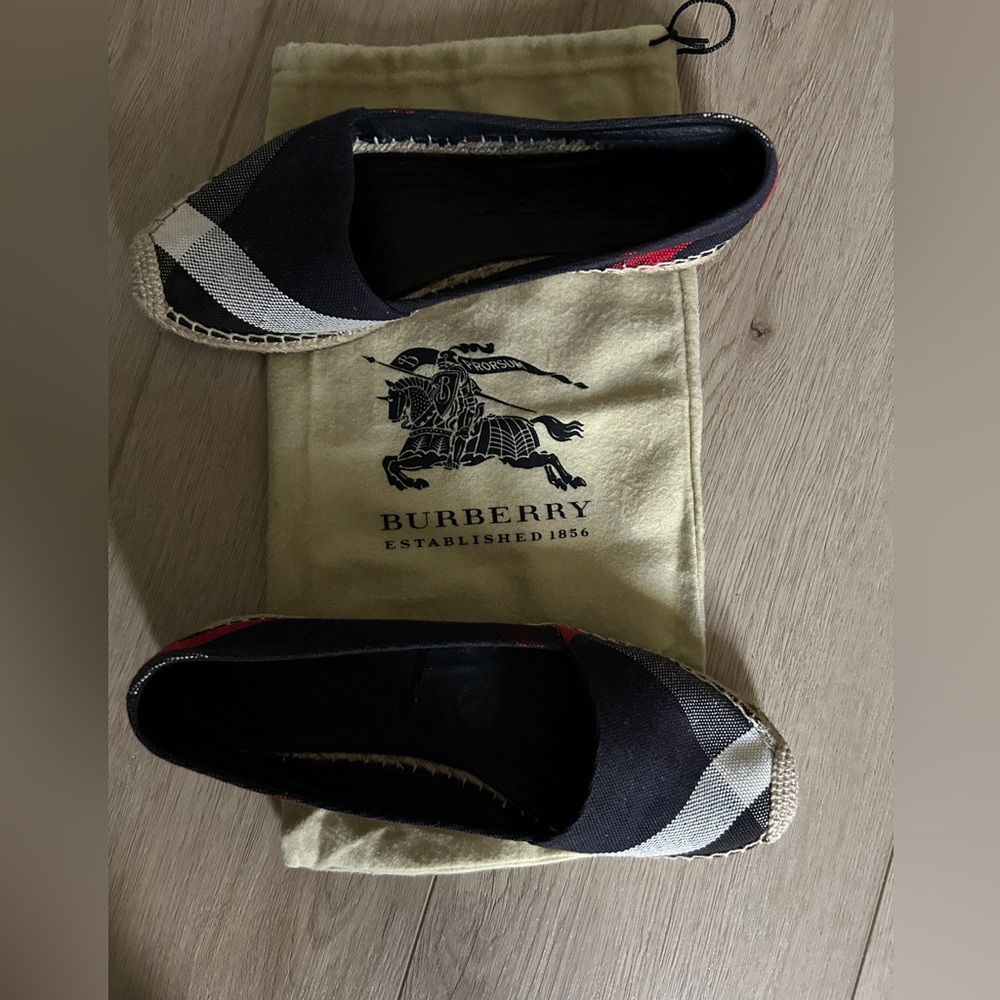 Burberry Hodgeson Women's Blue Beige Check Espadrilles Size EU 39 - Picture 1 of 8